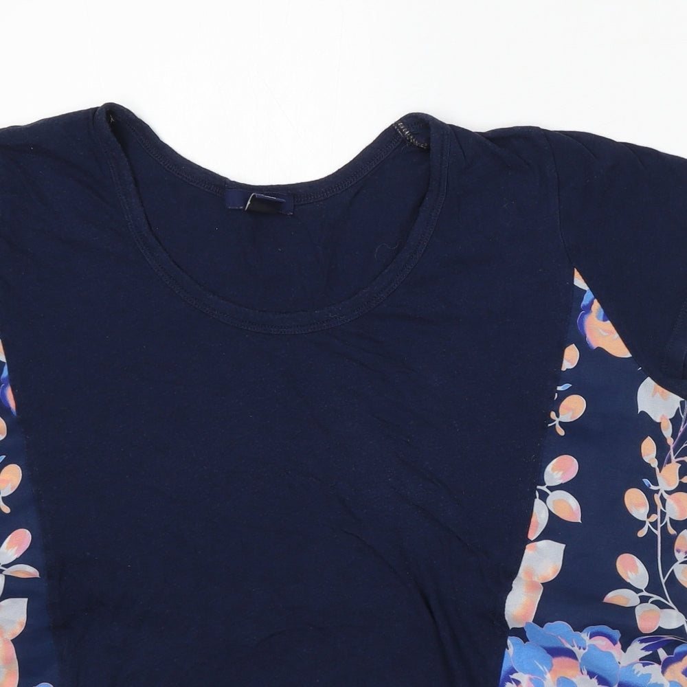 Gap Womens Blue Cotton Basic T-Shirt Size S Round Neck