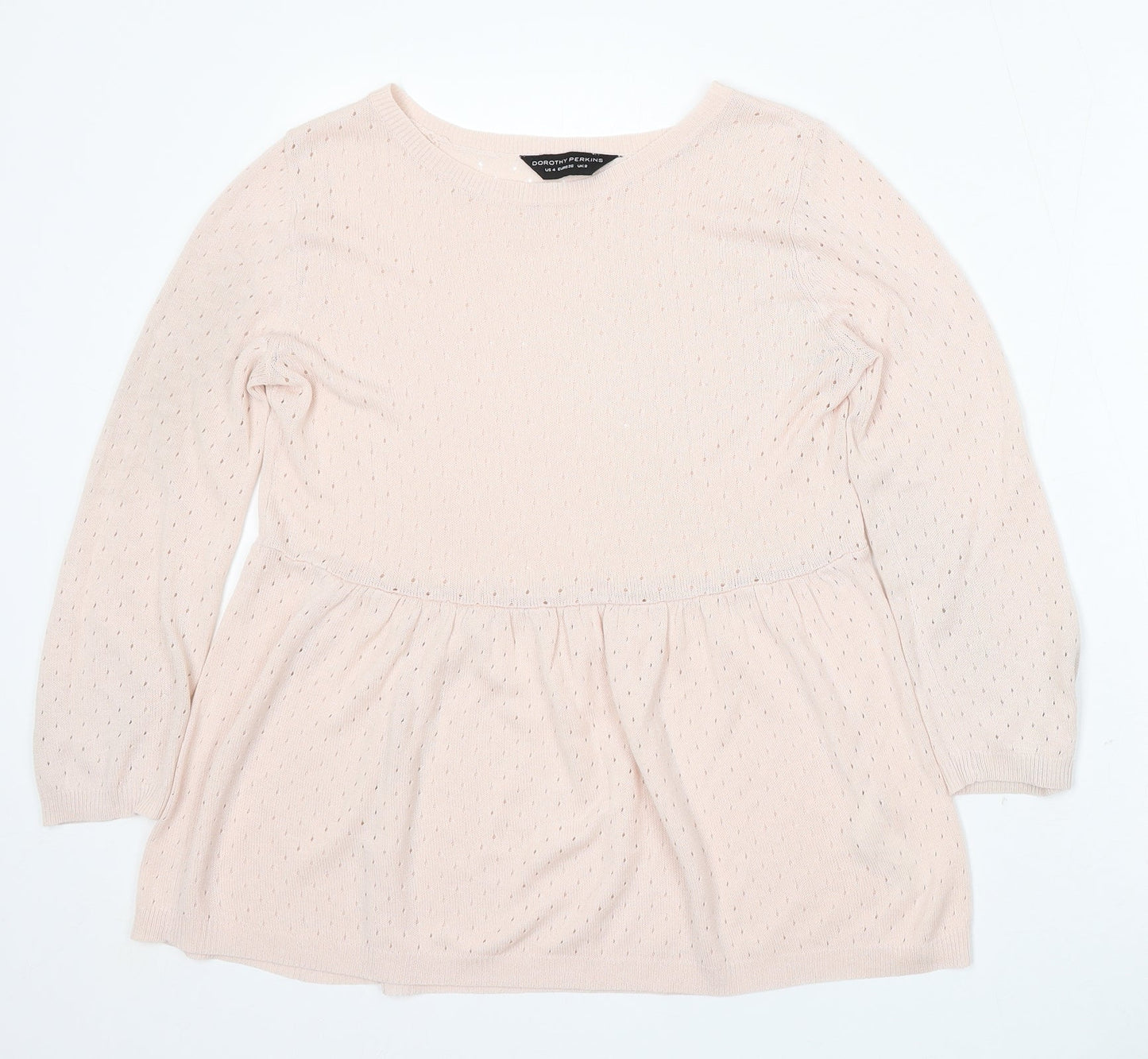 Dorothy Perkins Womens Pink Round Neck Geometric Acrylic Pullover Jumper Size 8