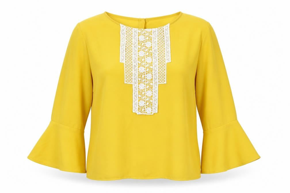 Marks and Spencer Womens Yellow Polyester Basic Blouse Size 12 Round Neck