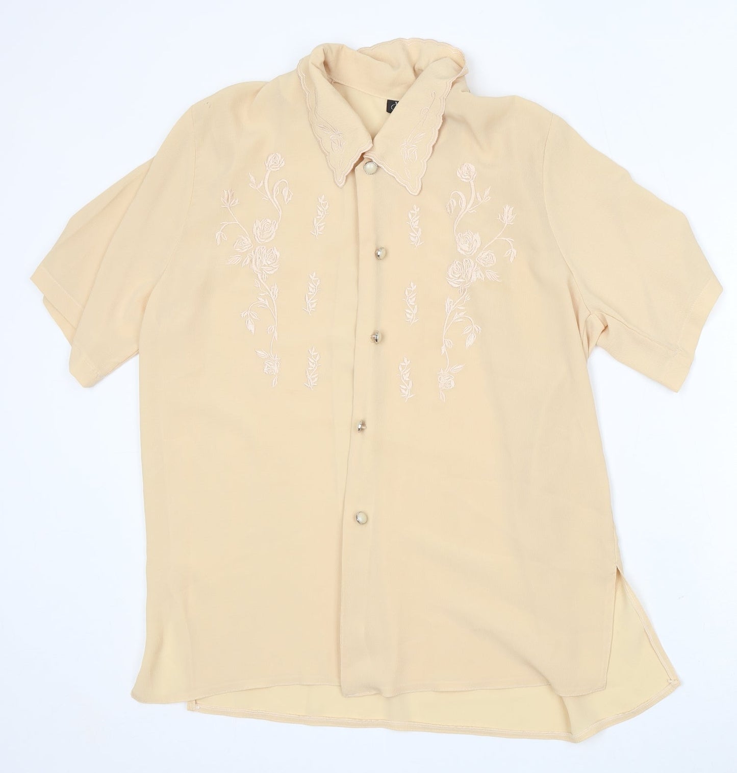 Windsor of London Womens Yellow Viscose Basic Button-Up Size 18 Collared