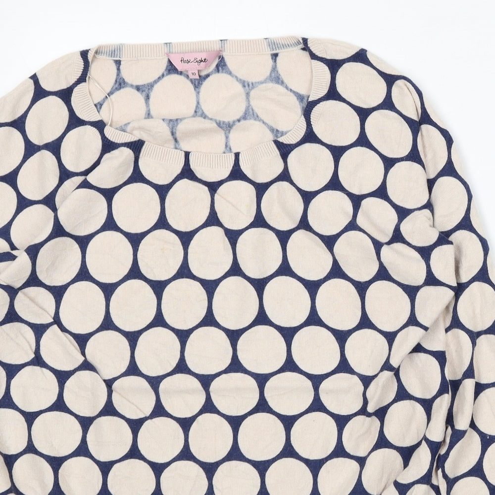 Phase Eight Womens Multicoloured Round Neck Geometric Cotton Pullover Jumper Size 10