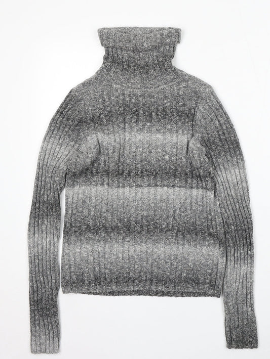 Hollister Womens Grey Roll Neck Cotton Pullover Jumper Size S
