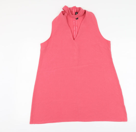PRETTYLITTLETHING Womens Pink Polyester Trapeze & Swing Size 12 V-Neck