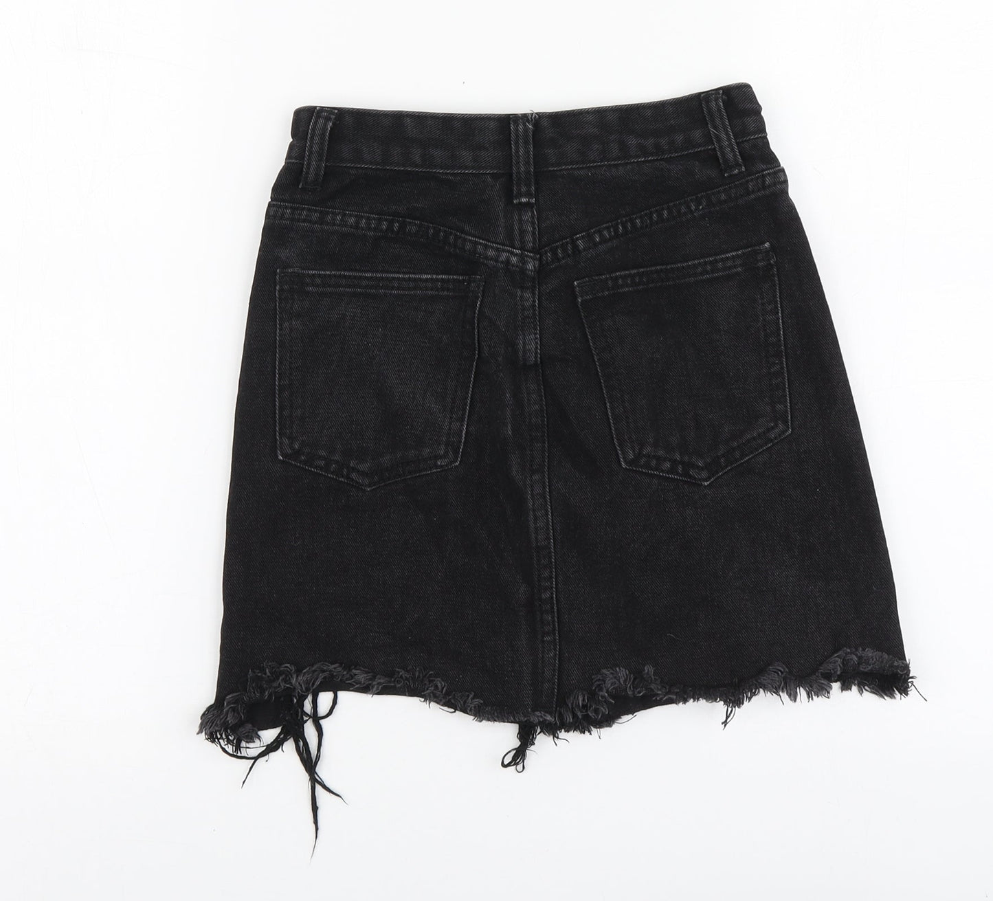 PRETTYLITTLETHING Womens Black Cotton Mini Skirt Size 30