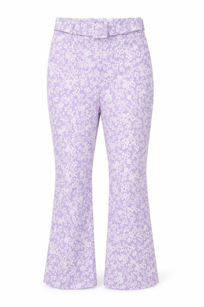 Primak Womens Purple Geometric Viscose Trousers Size 8 L26 in Regular