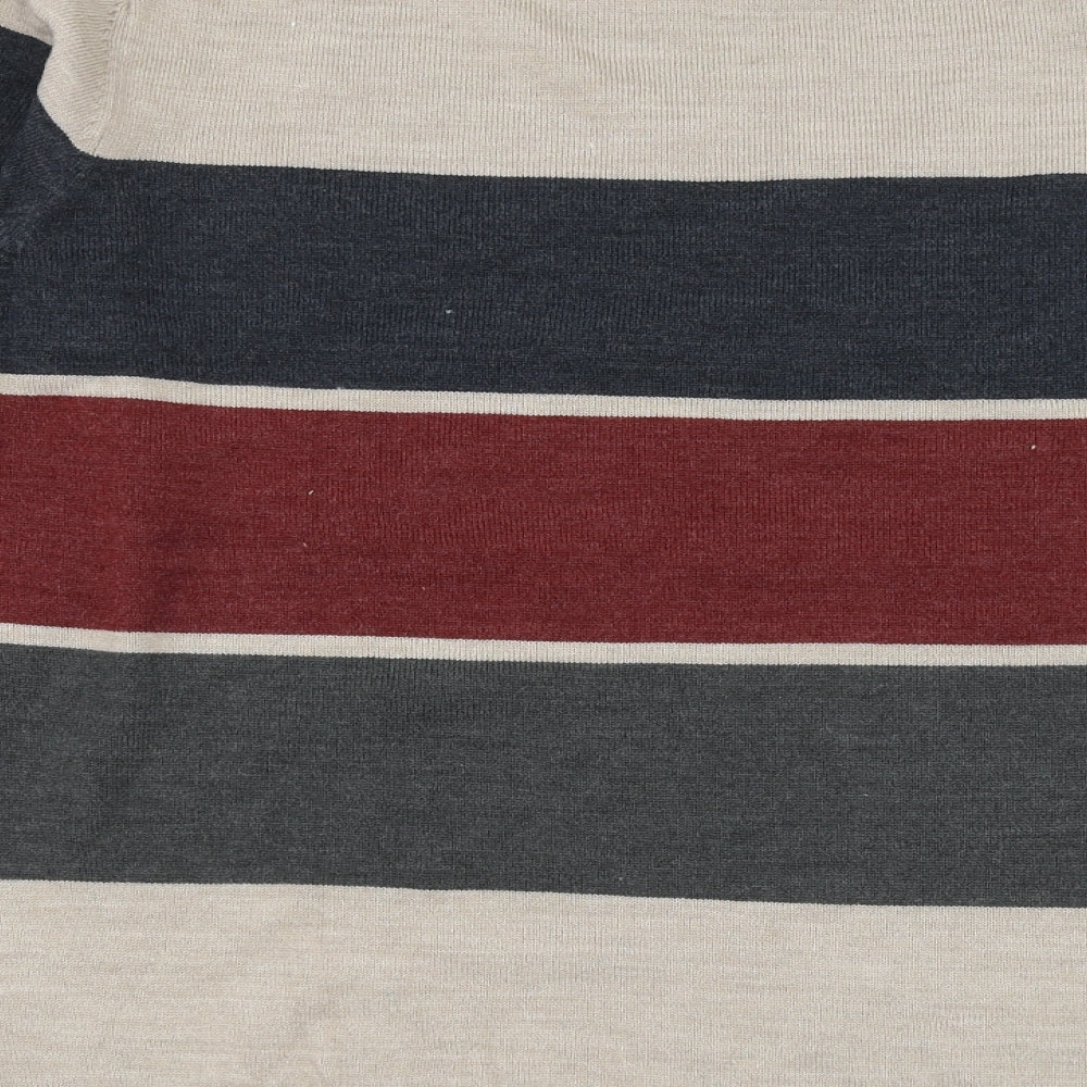 Cedar Wood State Mens Multicoloured Round Neck Striped Acrylic Pullover Jumper Size XL