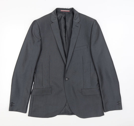 Ventuno 21 Mens Grey Polyester Jacket Suit Jacket Size 38