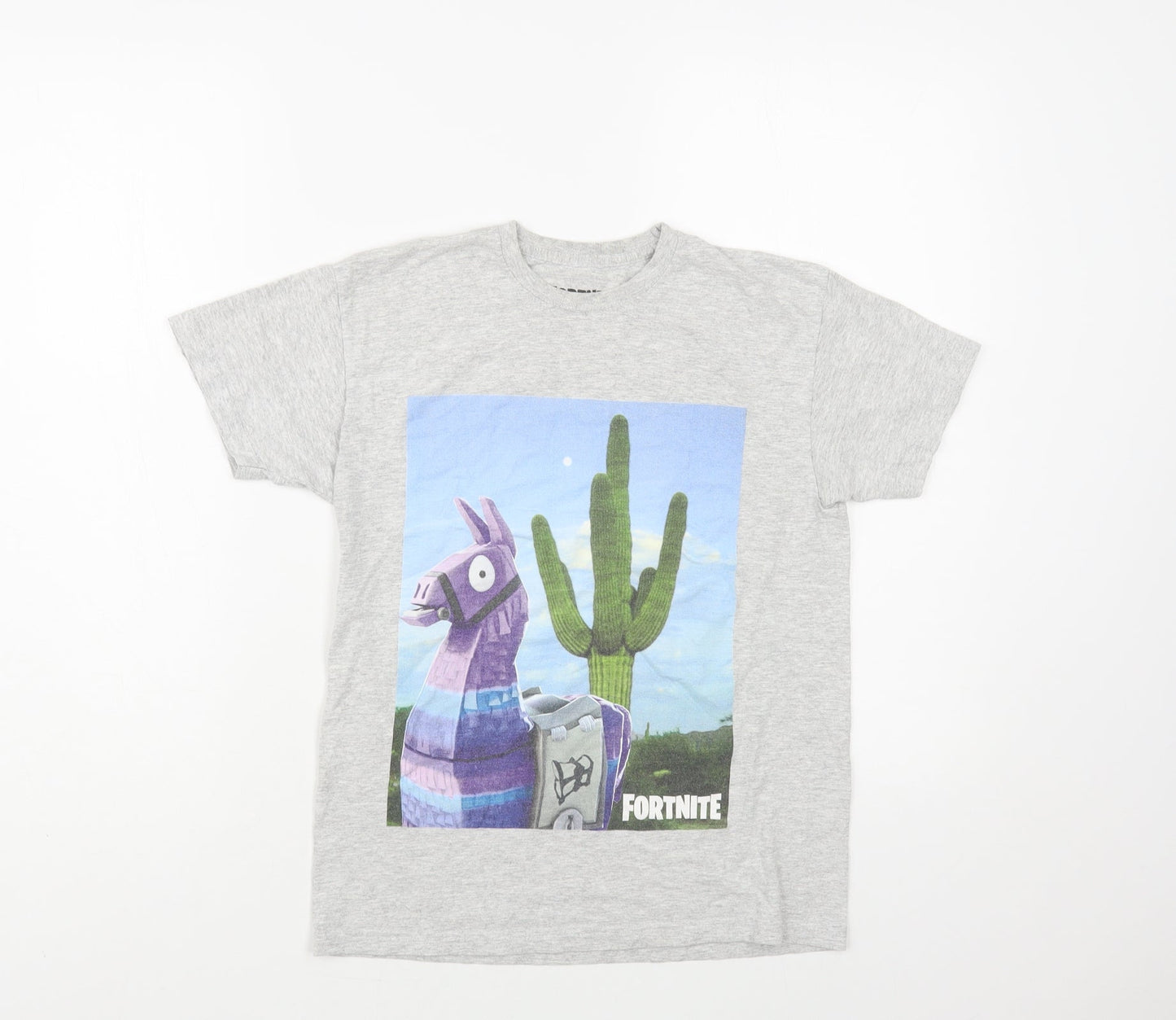 Fortnite Womens Grey Cotton Basic T-Shirt Size S Crew Neck