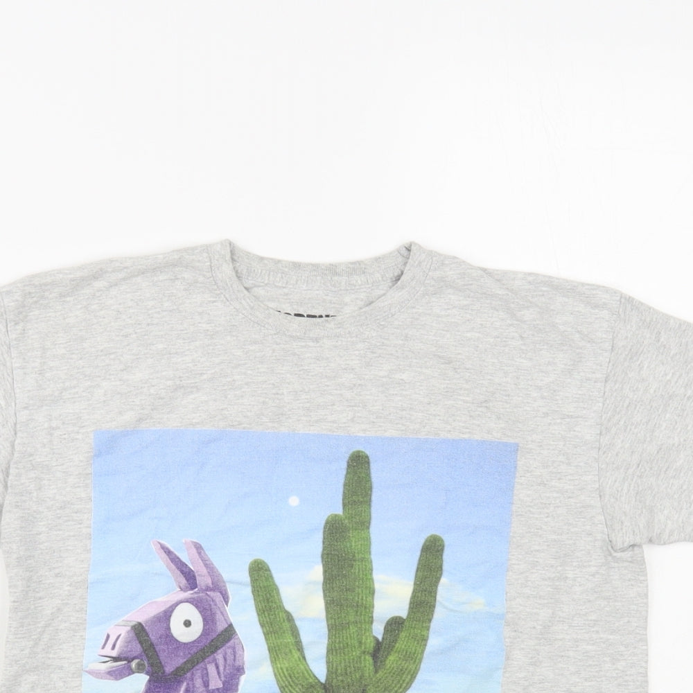Fortnite Womens Grey Cotton Basic T-Shirt Size S Crew Neck