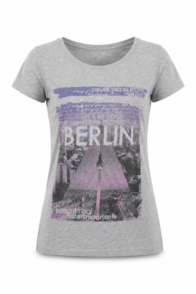 Dunnes Womens Grey Cotton Basic T-Shirt Size 8 Boat Neck - Berlin