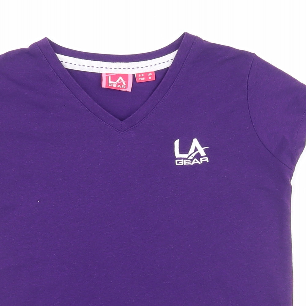 LA Gear Girls Purple Polyester Basic Casual Size 7-8 Years V-Neck