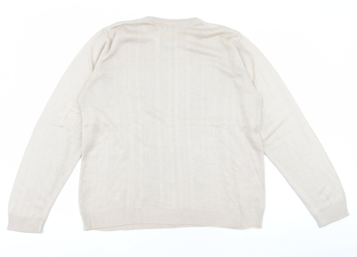 Akal Collection Womens Ivory Round Neck Acrylic Pullover Jumper Size L