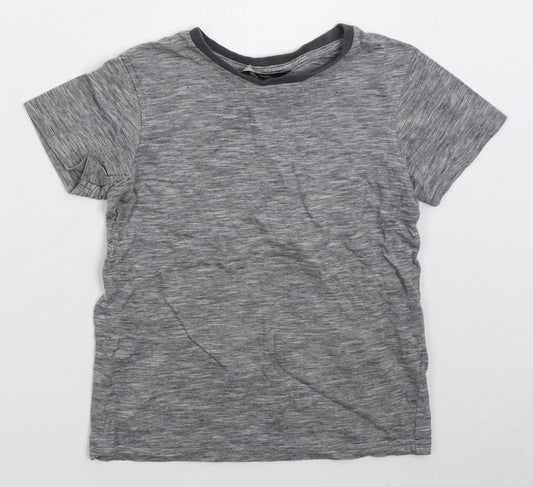 George Boys Grey Cotton Basic T-Shirt Size 7-8 Years Crew Neck Pullover