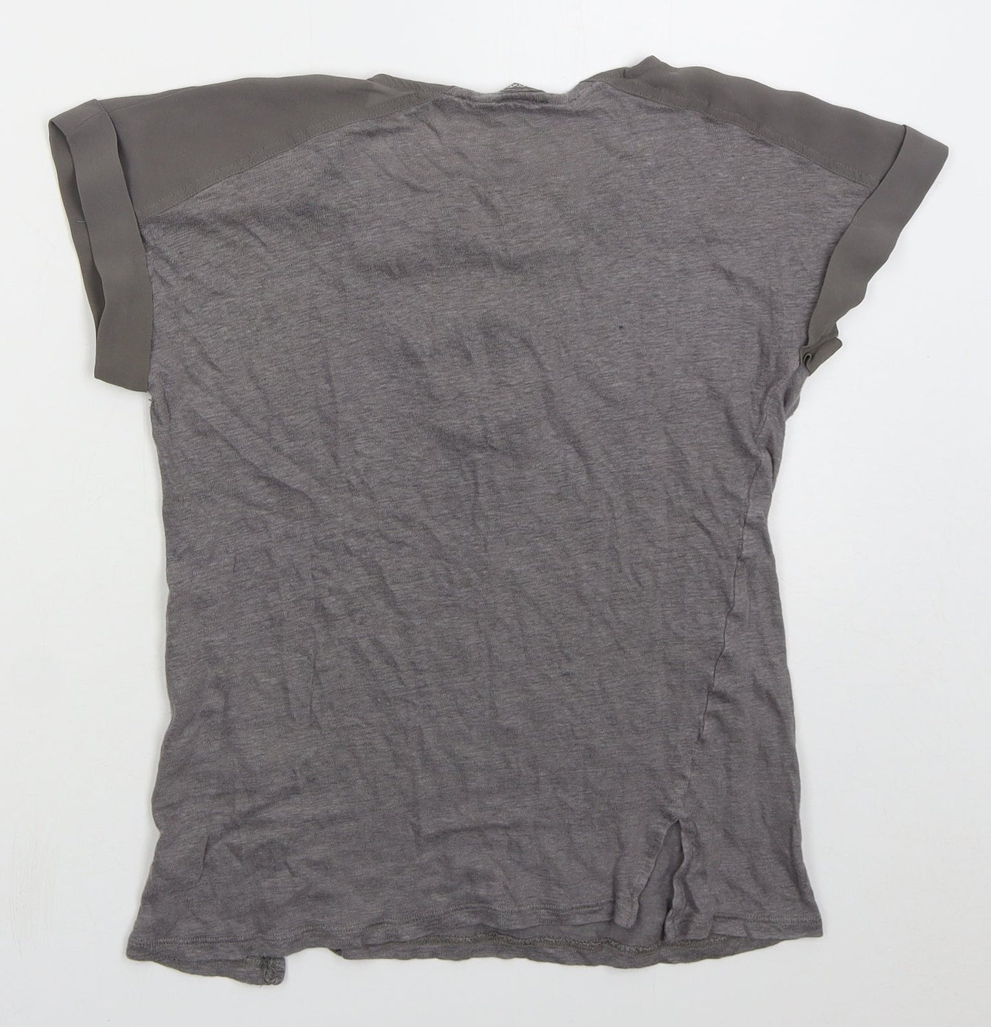 NEXT Womens Grey Linen Basic T-Shirt Size 6 Square Neck