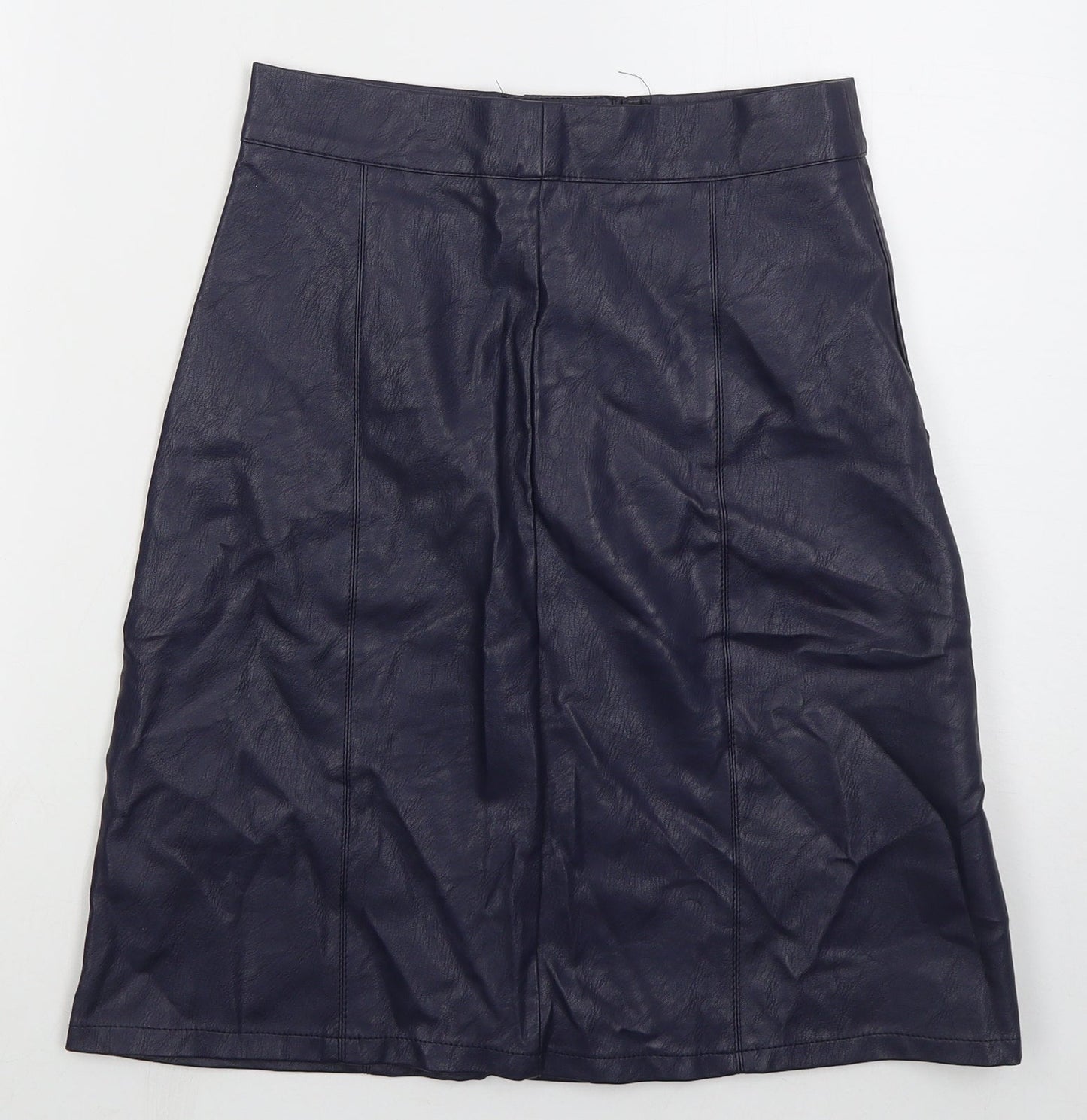 Cutie Womens Blue Polyurethane A-Line Skirt Size 8 Button