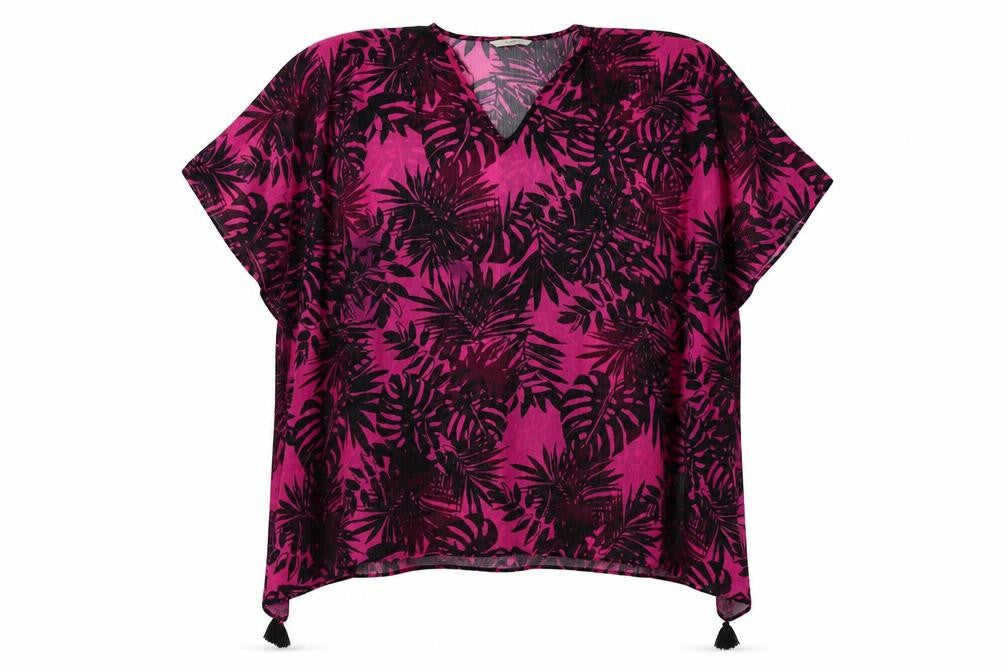George Womens Pink Floral Polyester T-Shirt Dress Size S V-Neck Pullover - Beach Cover Up