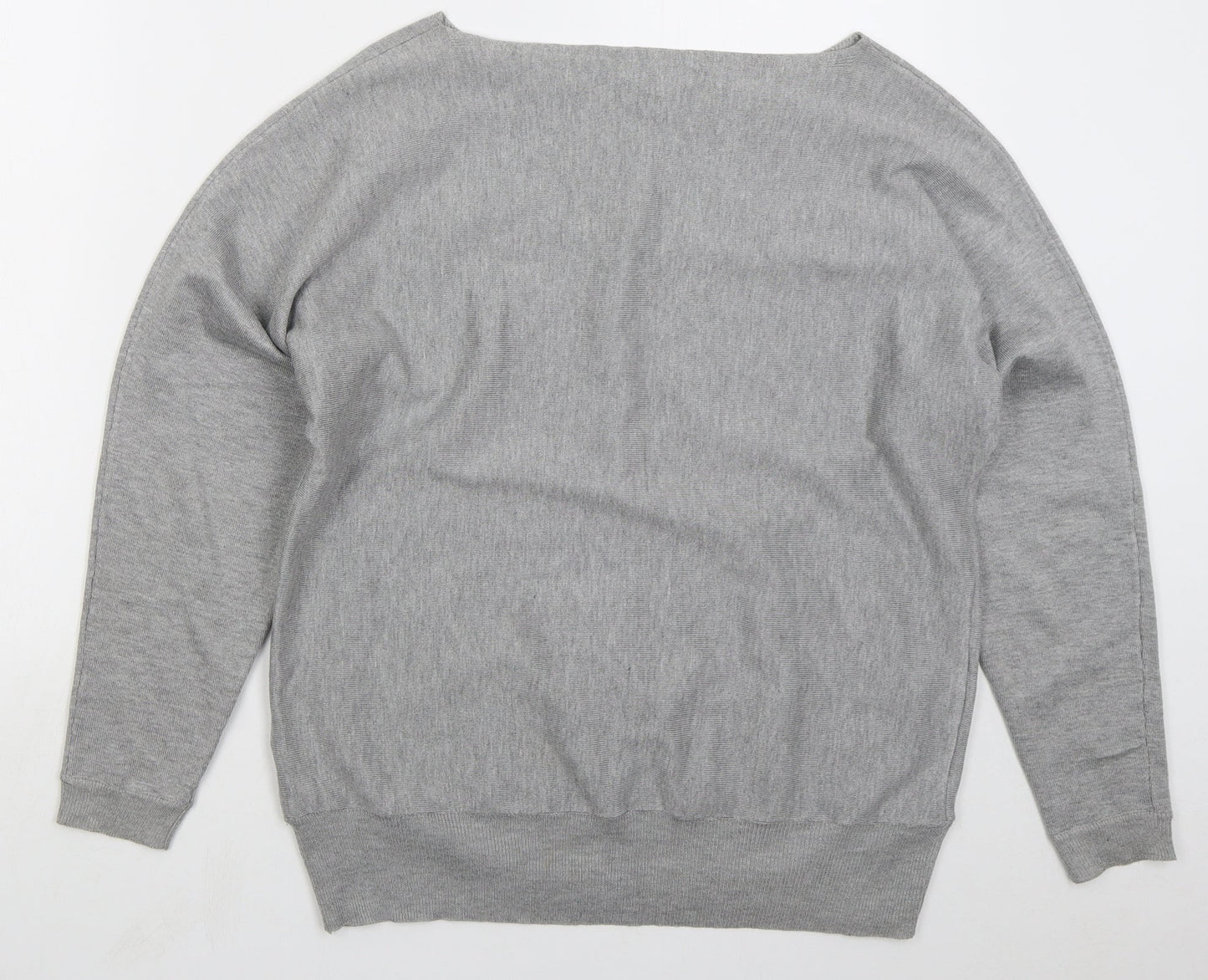 Millenium Womens Grey Boat Neck Viscose Pullover Jumper Size M - Pom Pom