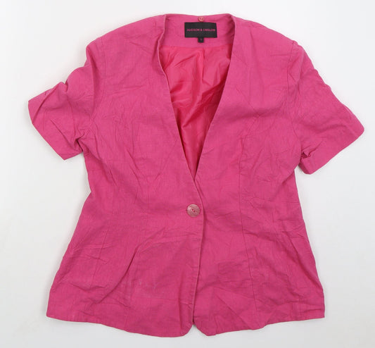 Hudson & Onslow Womens Pink Jacket Size 12 Button