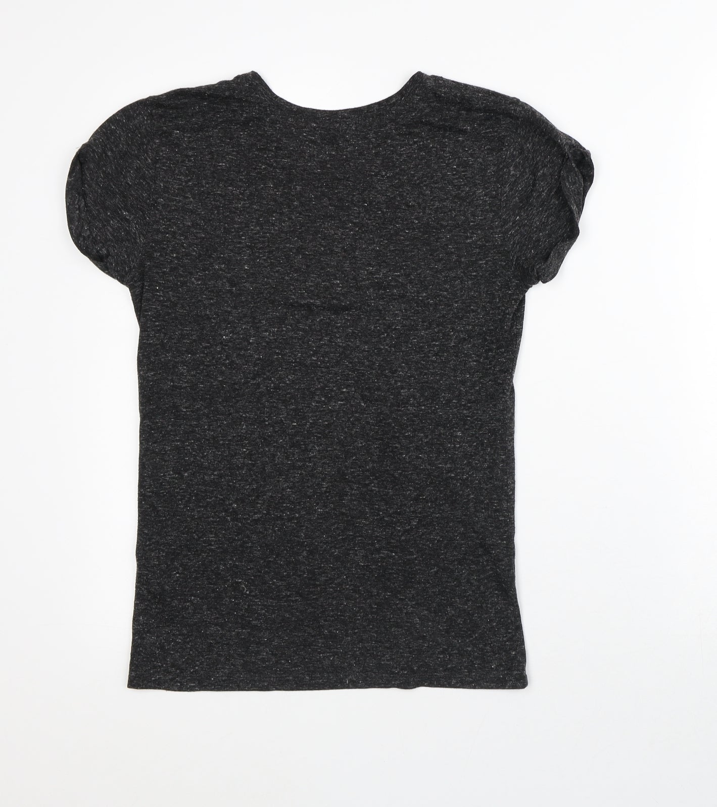 Divided Womens Grey Geometric Polyester Basic T-Shirt Size XS Crew Neck