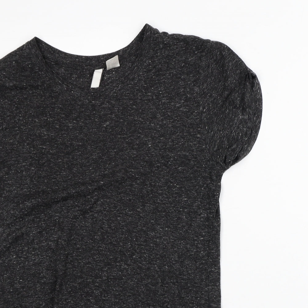 Divided Womens Grey Geometric Polyester Basic T-Shirt Size XS Crew Neck