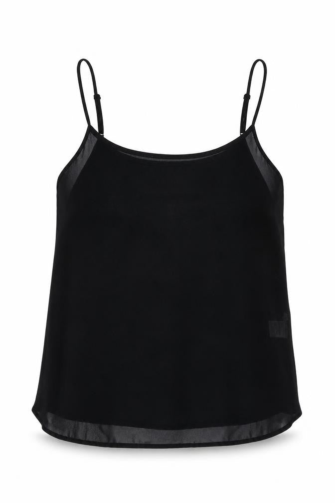 Paper Scissors Womens Black Polyester Basic Tank Size 10 Square Neck - Sheer