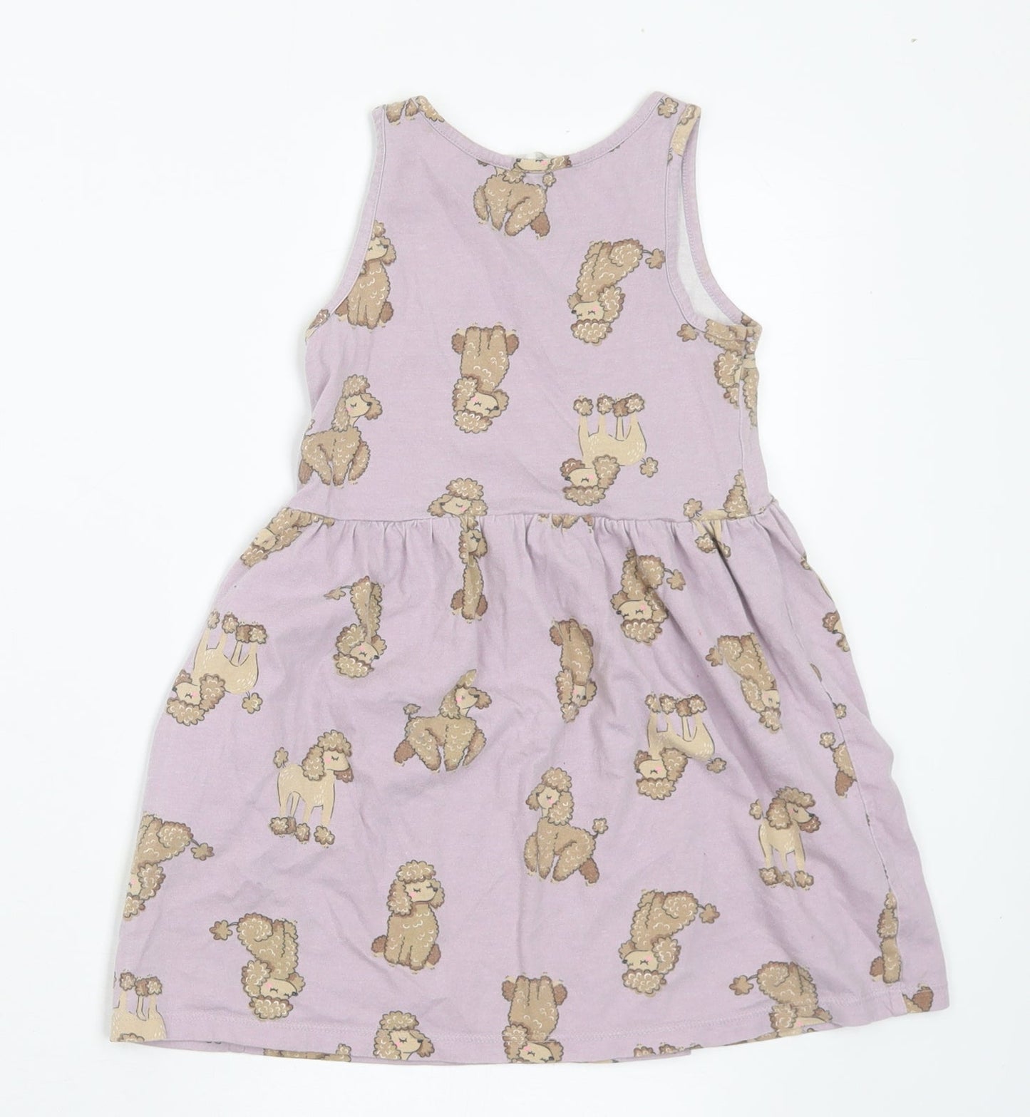 H&M Girls Purple Geometric Cotton A-Line Size 2-3 Years Round Neck - Dogs. 2-4 Years
