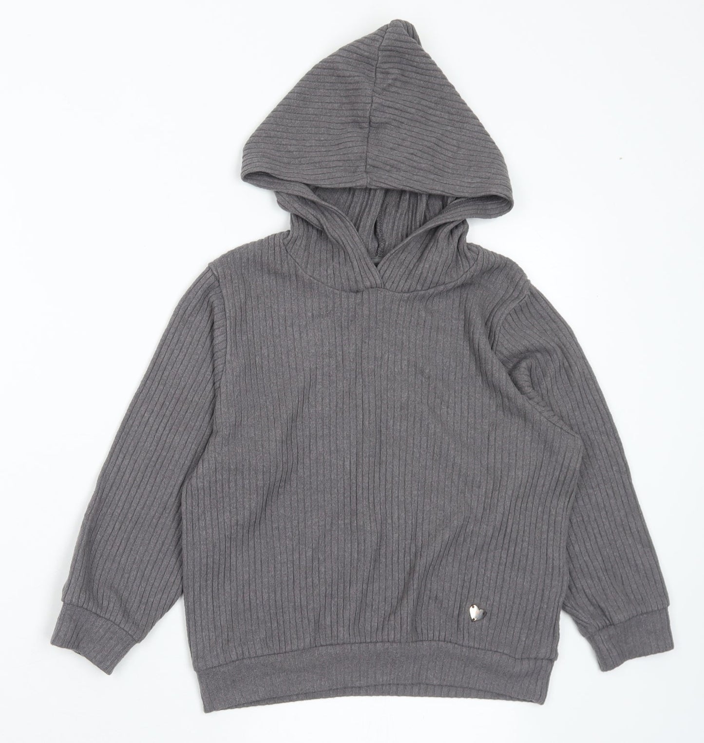 H&M Girls Grey Viscose Pullover Hoodie Size 5-6 Years
