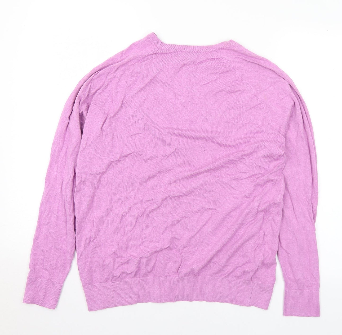 Dunnes Stores Womens Purple Round Neck Viscose Pullover Jumper Size XL