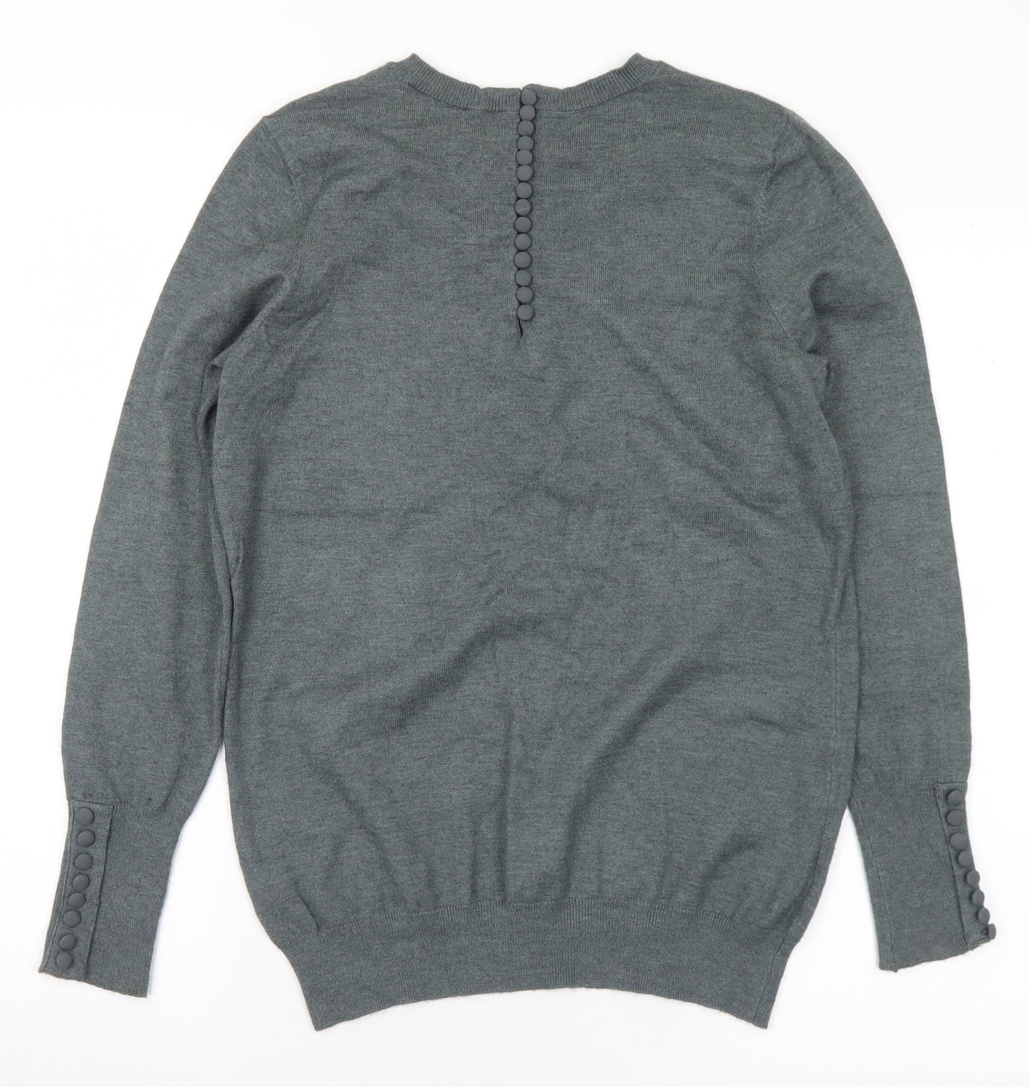 Savida Womens Grey Crew Neck Viscose Pullover Jumper Size S