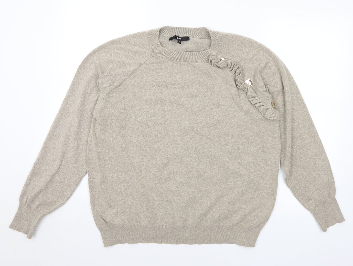 NEXT Womens Grey Crew Neck Viscose Pullover Jumper Size 14