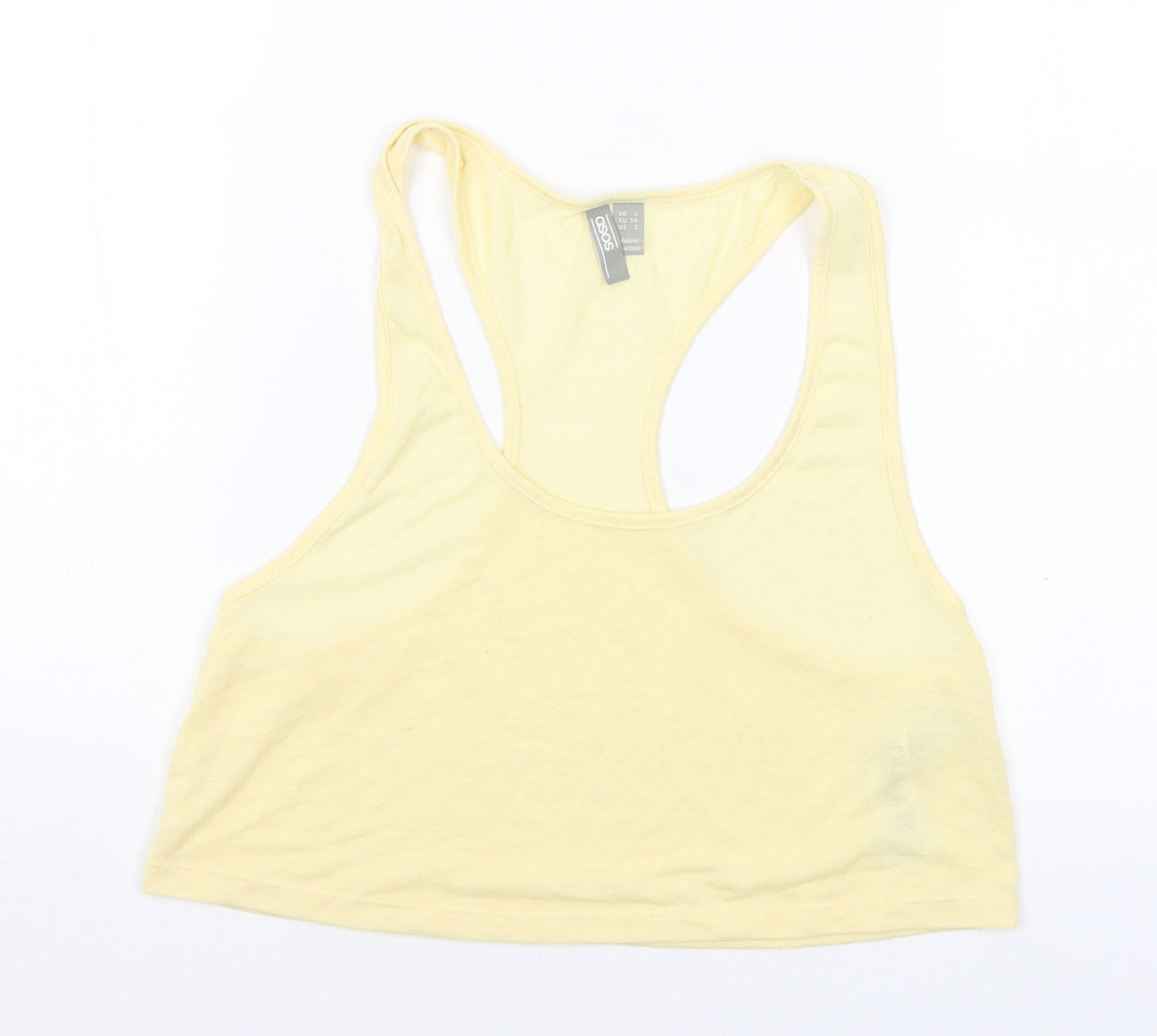 ASOS Womens Yellow Polyester Cropped Tank Size 6 Scoop Neck