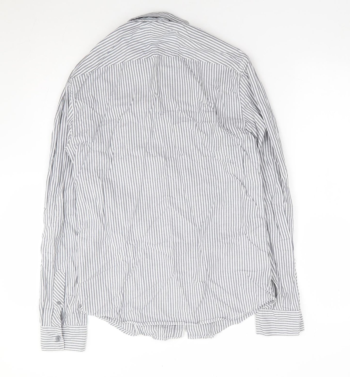 Linea Womens Blue Striped 100% Cotton Jersey Button-Up Size S Collared