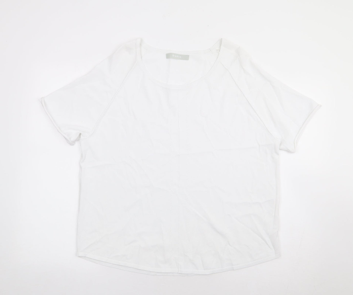 Bianca Womens Ivory Round Neck Polyester Pullover Jumper Size L