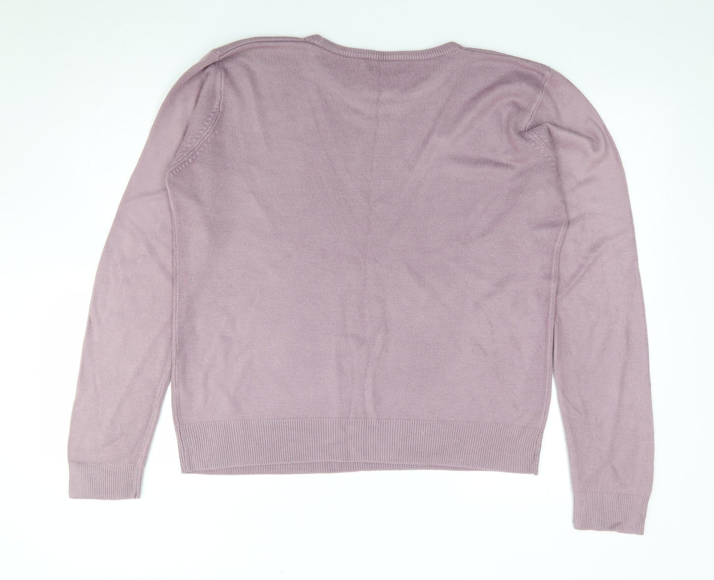 Bonmarché Womens Purple Round Neck Acrylic Pullover Jumper Size L