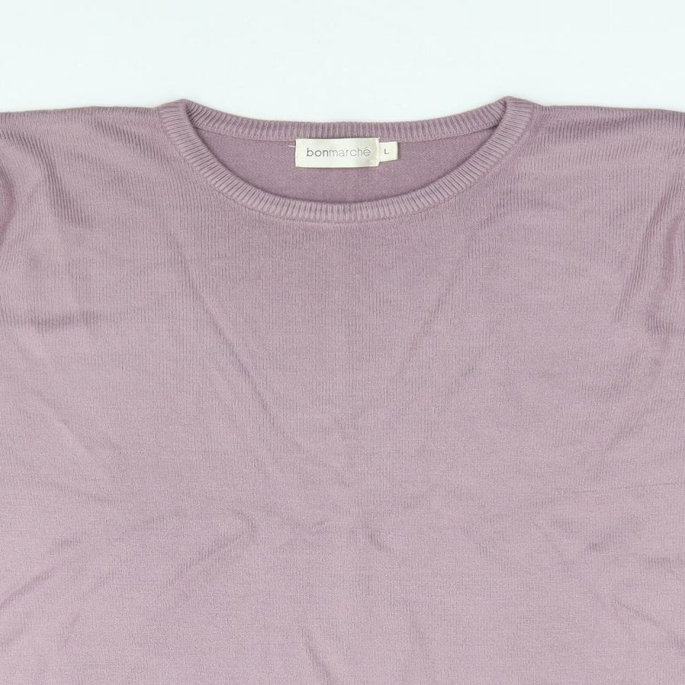 Bonmarché Womens Purple Round Neck Acrylic Pullover Jumper Size L