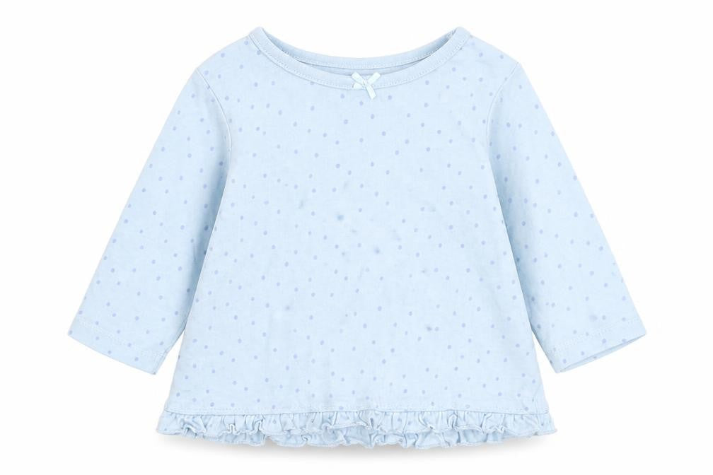 George Girls Blue Spotted Cotton Basic T-Shirt Size 0-3 Months Round Neck Pullover