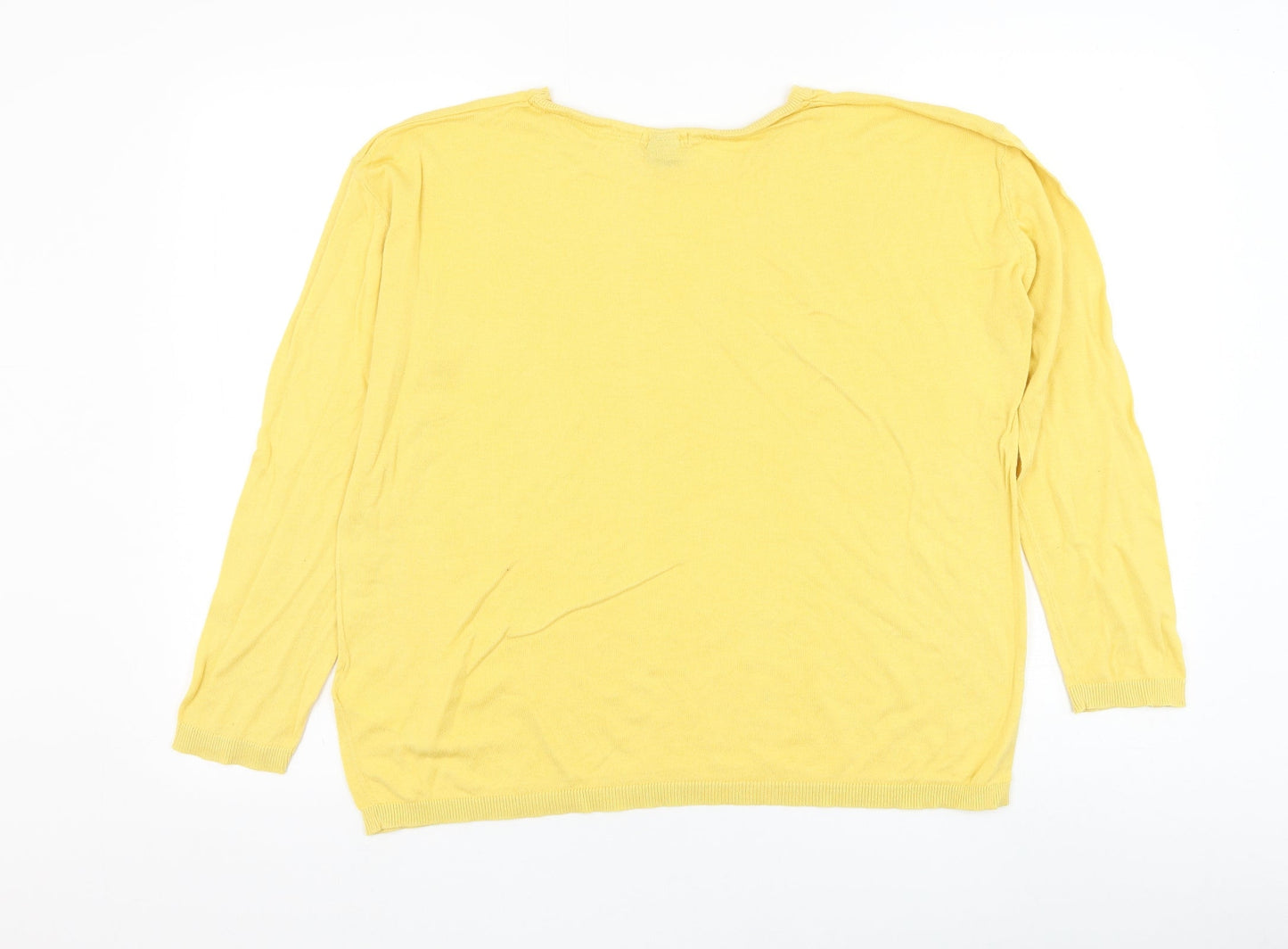 H&M Womens Yellow Round Neck Viscose Pullover Jumper Size M