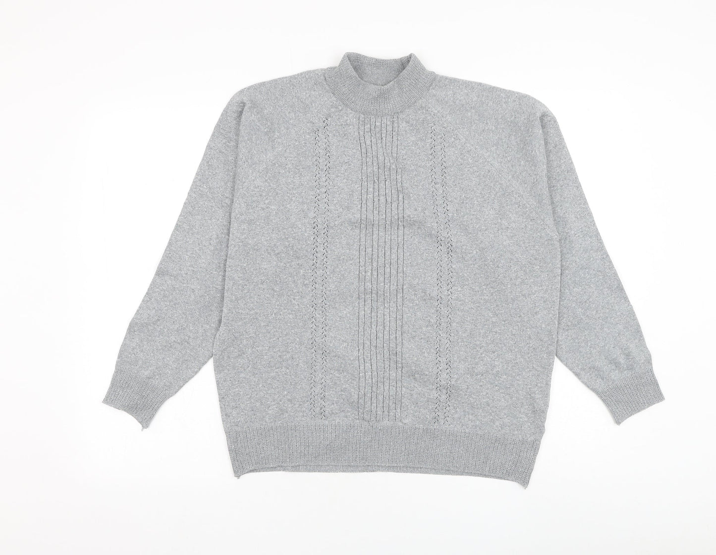 Gilwear Womens Grey Mock Neck Polyester Pullover Jumper Size 12
