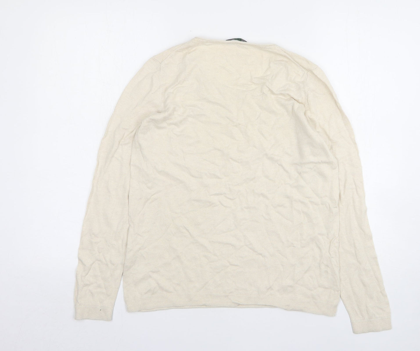 EDC Womens Beige Round Neck Cotton Pullover Jumper Size L