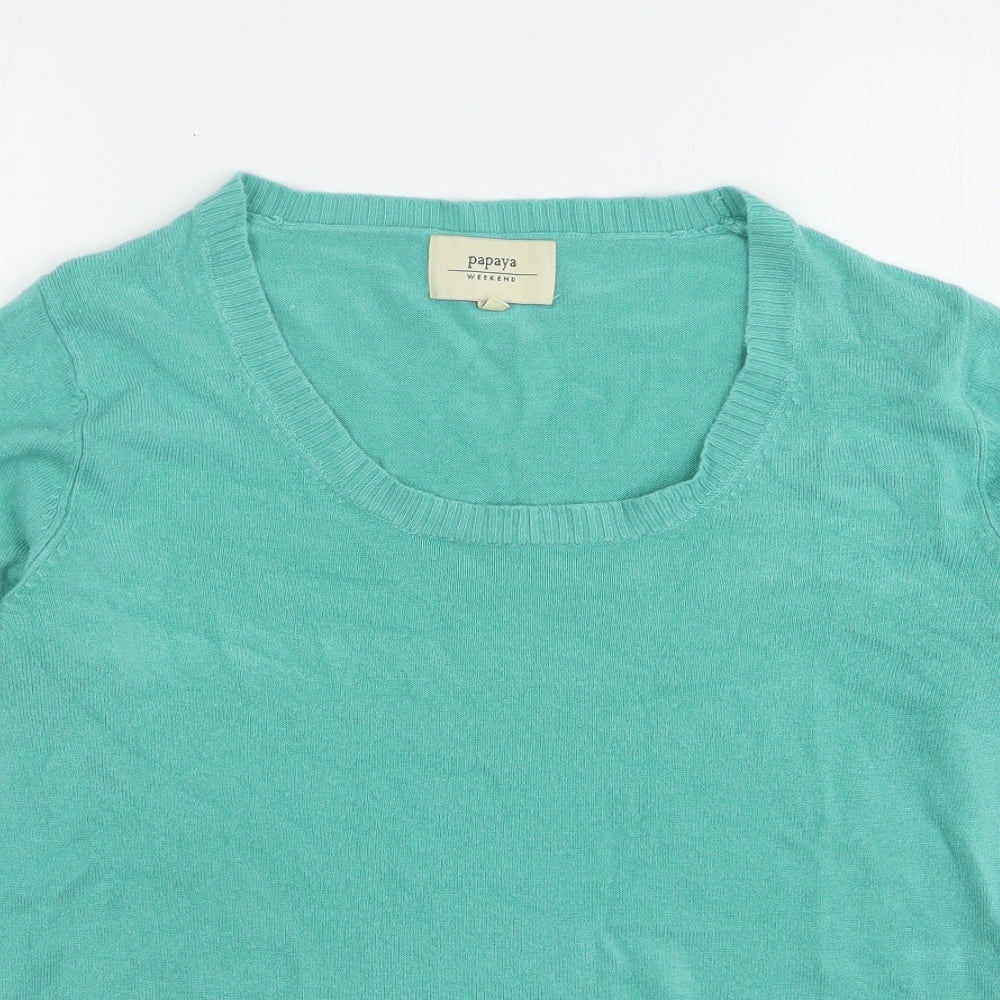 Papaya Womens Green Round Neck Acrylic Pullover Jumper Size 16