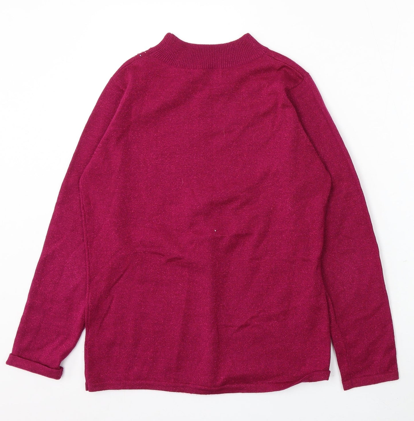 Bonmarché Womens Pink Mock Neck Acrylic Pullover Jumper Size S