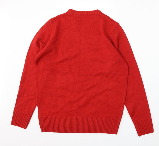US Polo Assn. Mens Red Round Neck Polyester Pullover Jumper Size S