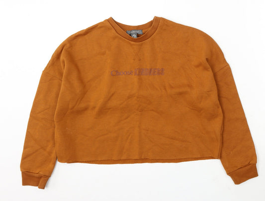 Primark Womens Brown Polyester Pullover Sweatshirt Size 2XS - Cropped