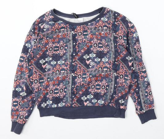 Divided by H&M Womens Multicoloured Geometric Cotton Pullover Sweatshirt Size S