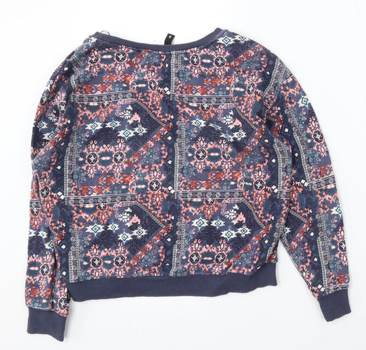 Divided by H&M Womens Multicoloured Geometric Cotton Pullover Sweatshirt Size S