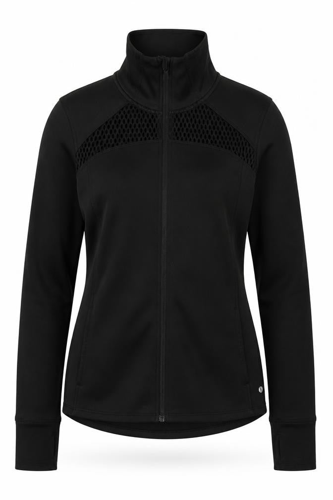Layers Womens Black Polyester Pullover Sweatshirt Size M Zip
