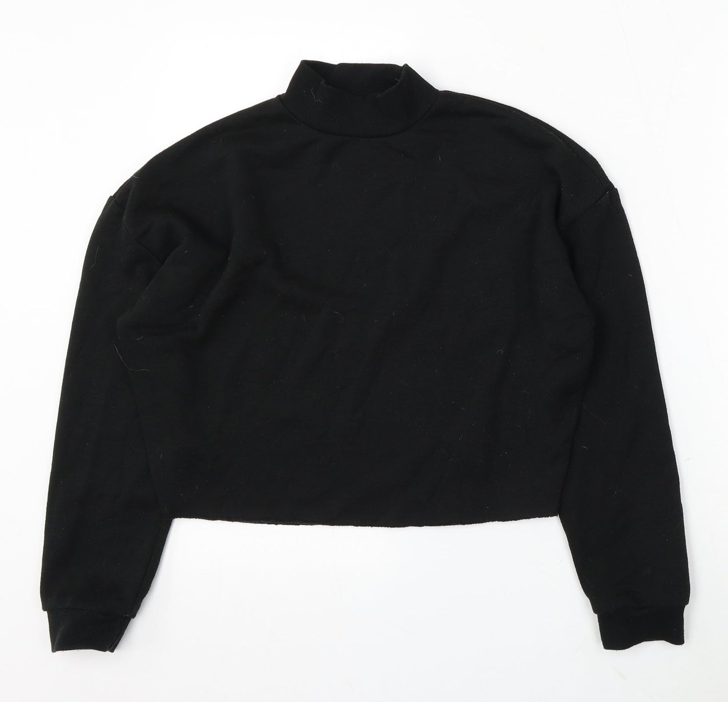 Primark Womens Black Polyester Pullover Sweatshirt Size 6 - Cropped