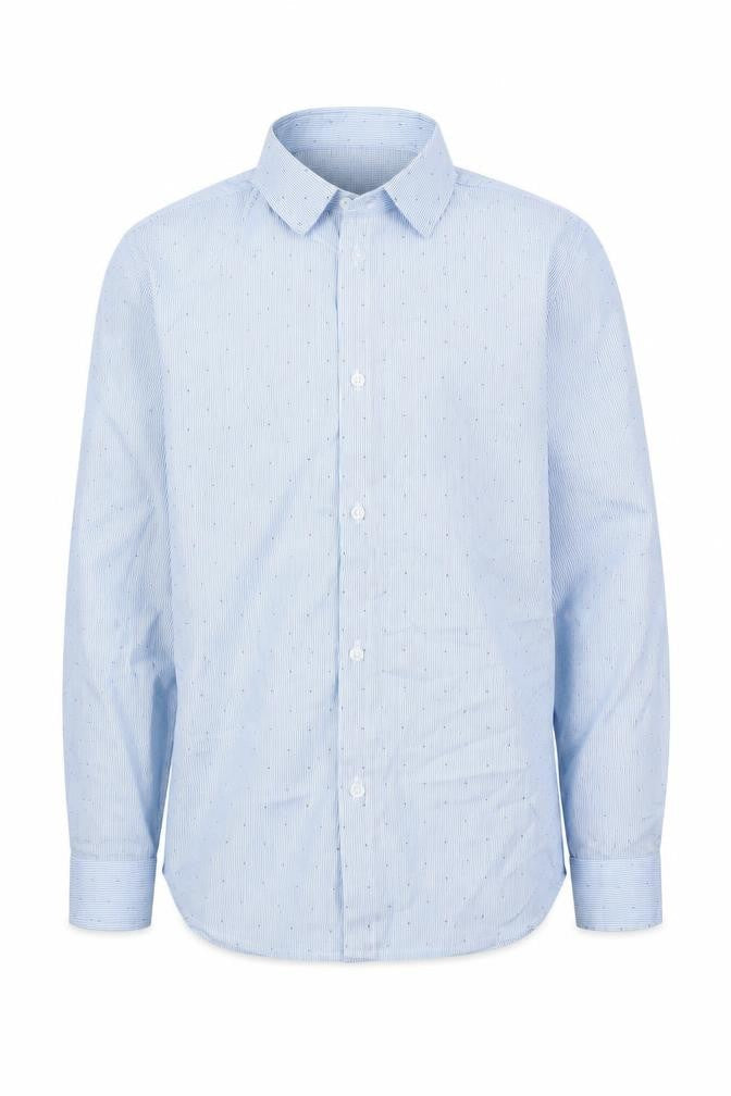 H&M Boys Blue Striped Polyester Basic Button-Up Size 11-12 Years Collared