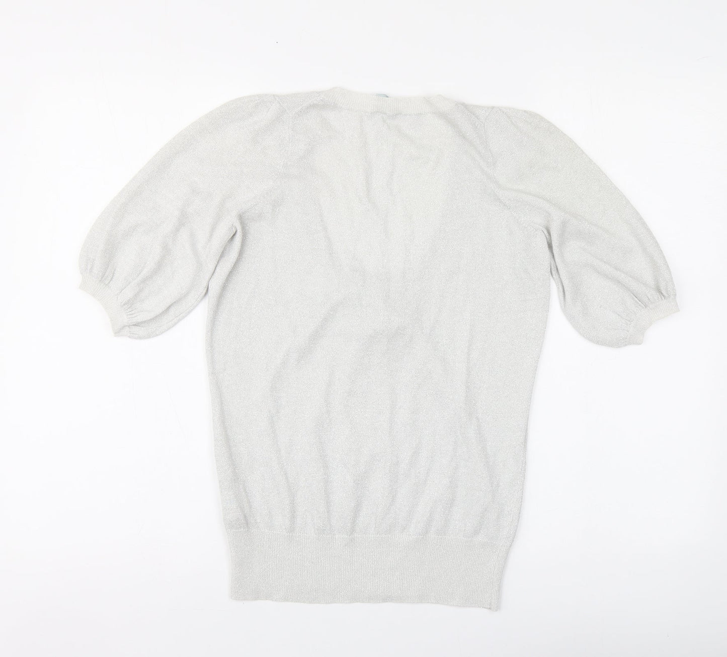 Oasis Womens Silver Round Neck Cotton Pullover Jumper Size 8