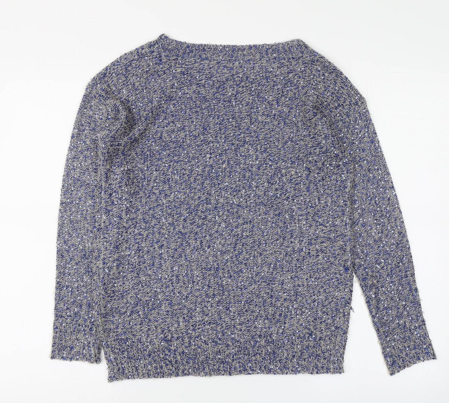 Monsoon Womens Blue Round Neck Polyester Pullover Jumper Size S
